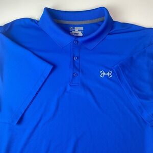 Under Armour Mens HeatGear Polo Shirt Blue Loose Fit Short Sleeve 3XL 1275070